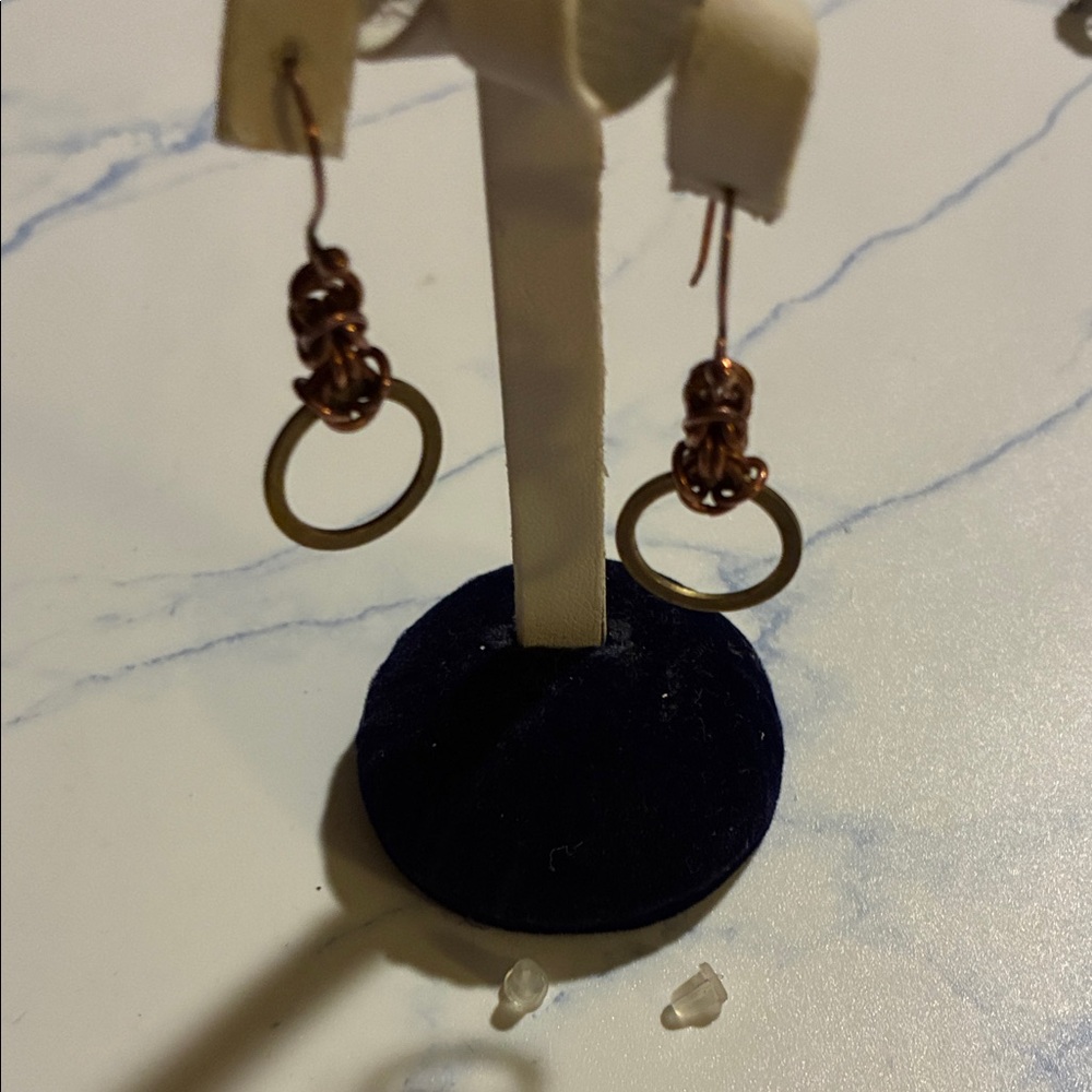 Elegant Copper Hoop Twisted Wire Earrings